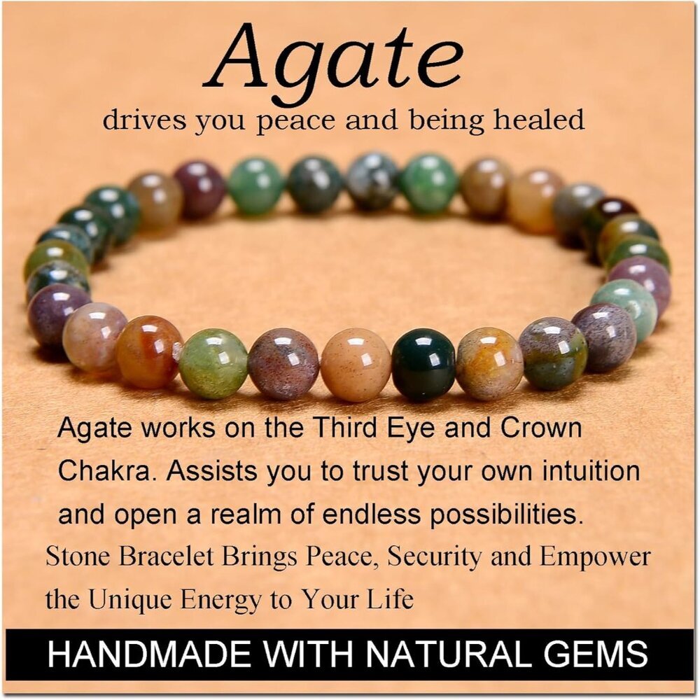 Handmade Yoga Stretch Elastic Bracelet Natural Stone Crystal Healing Power Energ